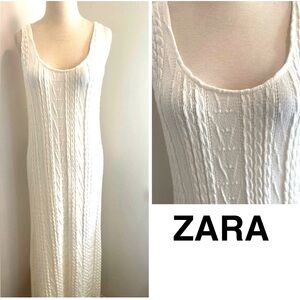 ZARA Sleeveless Cream Knit Midi Dress - Size M - NEW